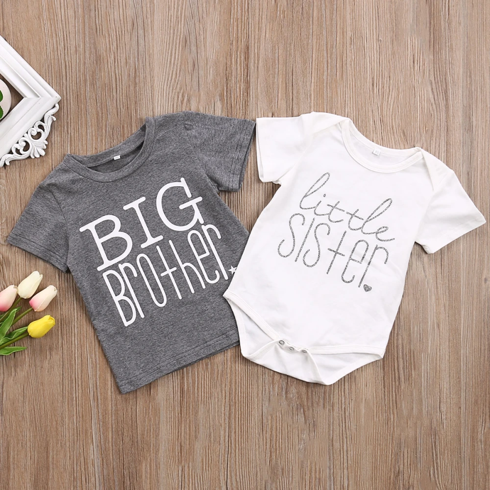 Family Matching Clothes, One-piece Romper for Girls and T-shirt for Boys