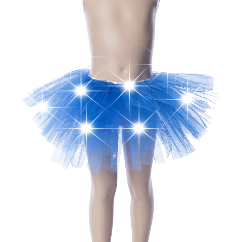 Baby Girl LED Mini Tutu Skirt Light Up Pure Color Mesh Party Dance Bottoms