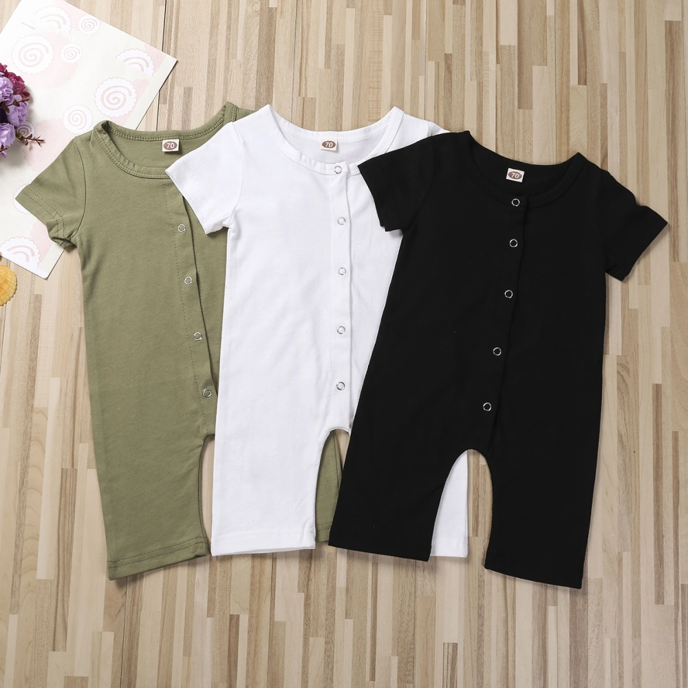 Newborn Baby Summer One-piece Clothes Short Sleeve Solid Color Button Romper