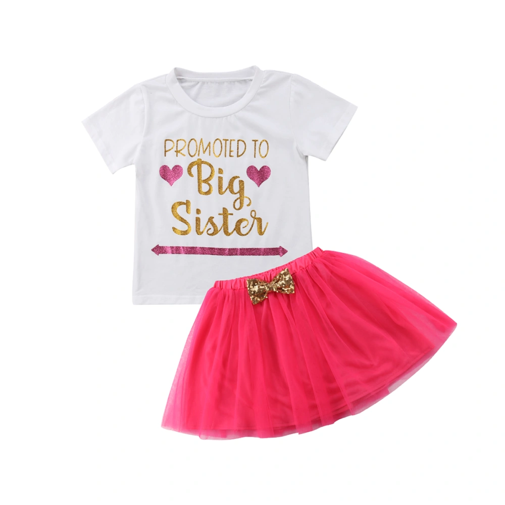 Girls Clothes Outfits, Short Sleeve Top + Bowknot Tutu Skirt, Princess Garment