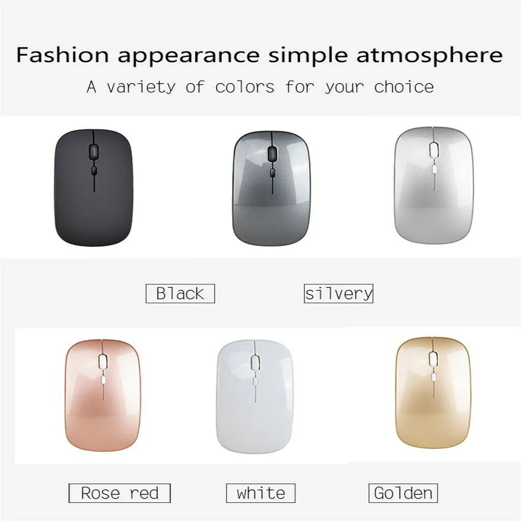 Wireless Mouse, Adjustable DPI 2.4GHz USB Charging Mute Mouse