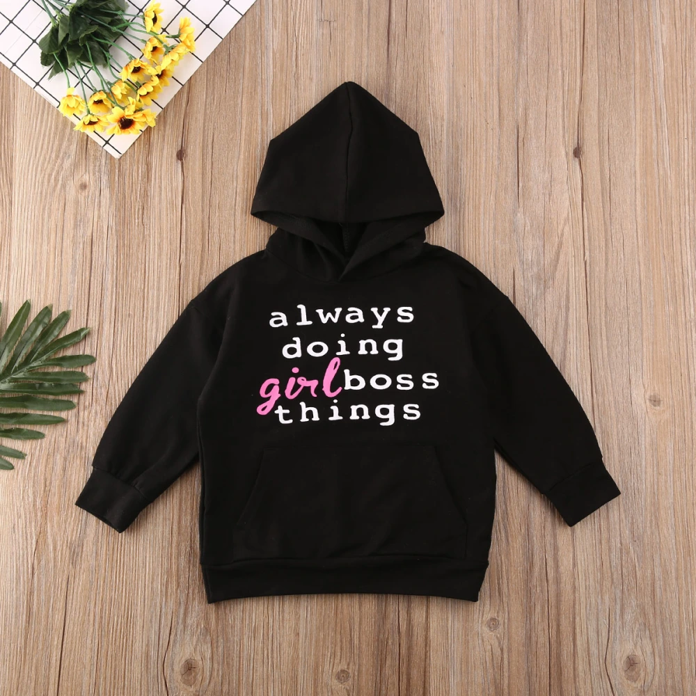 Toddler Autumn Clothing, Letter Print Long-Sleeves Hoodie with Belly Pocket