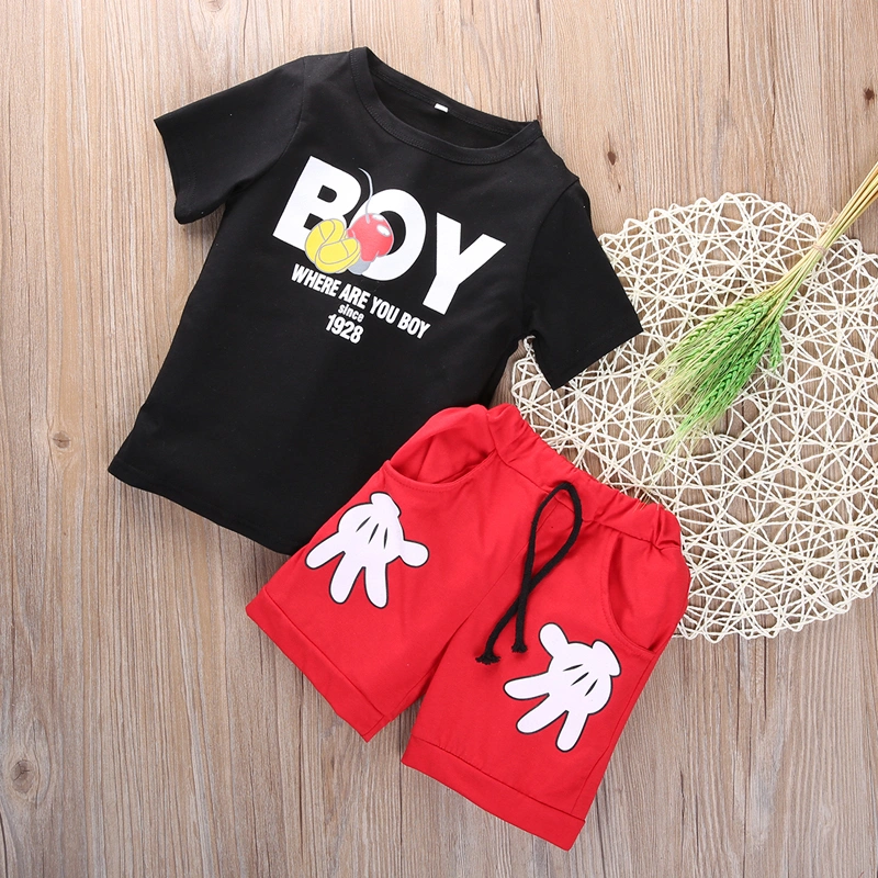 2Pcs Boys Summer Outfits, Letter Print T-shirt + Shorts Casual Set