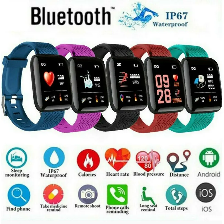 Unisex Fitness Tracker Watch Smart Bracelet Blood Pressure Waterproof Smart Band