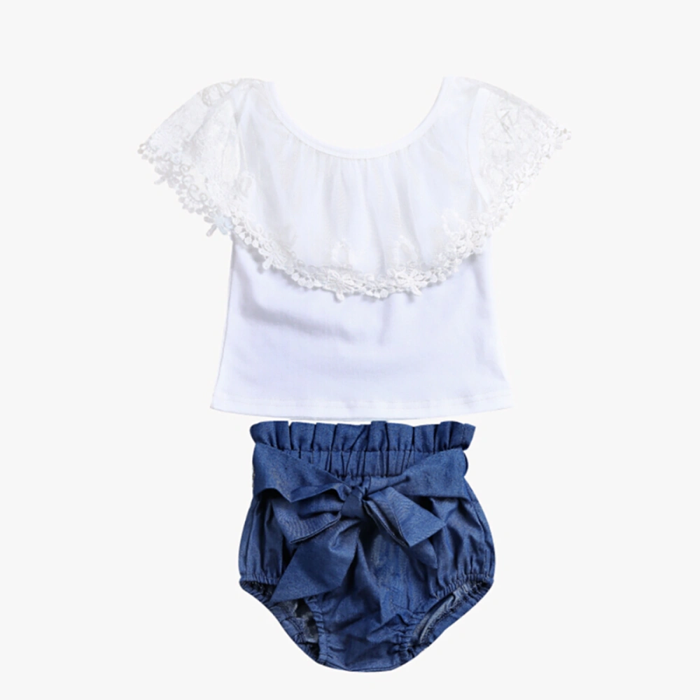 Girls Clothing Set, Cute Collar Plain Tops + Elastic Waist Shorts