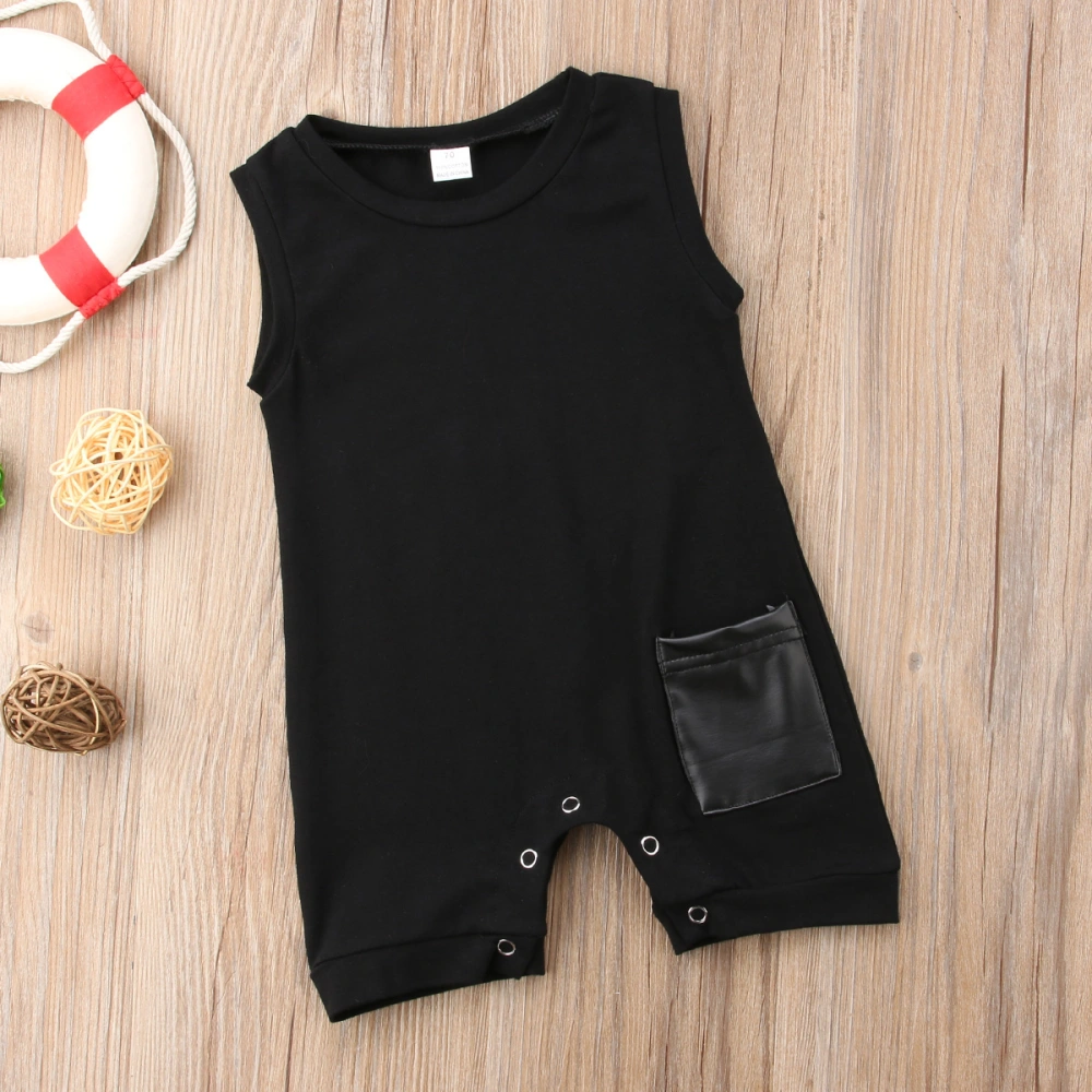 Infant Boy Sleeveless Jumpsuit, One-Pieces Small Pocket Casual Romper