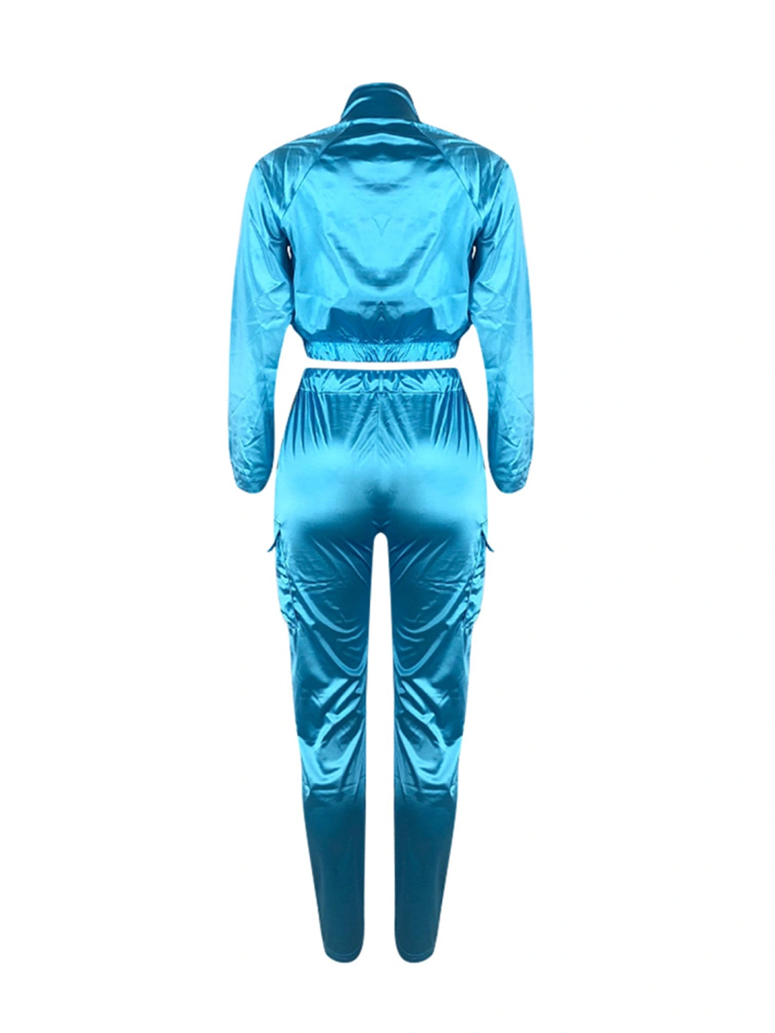 Women Outfits Suit Set Zipper Turn-Down Collar Jacket Pants Tracksuit