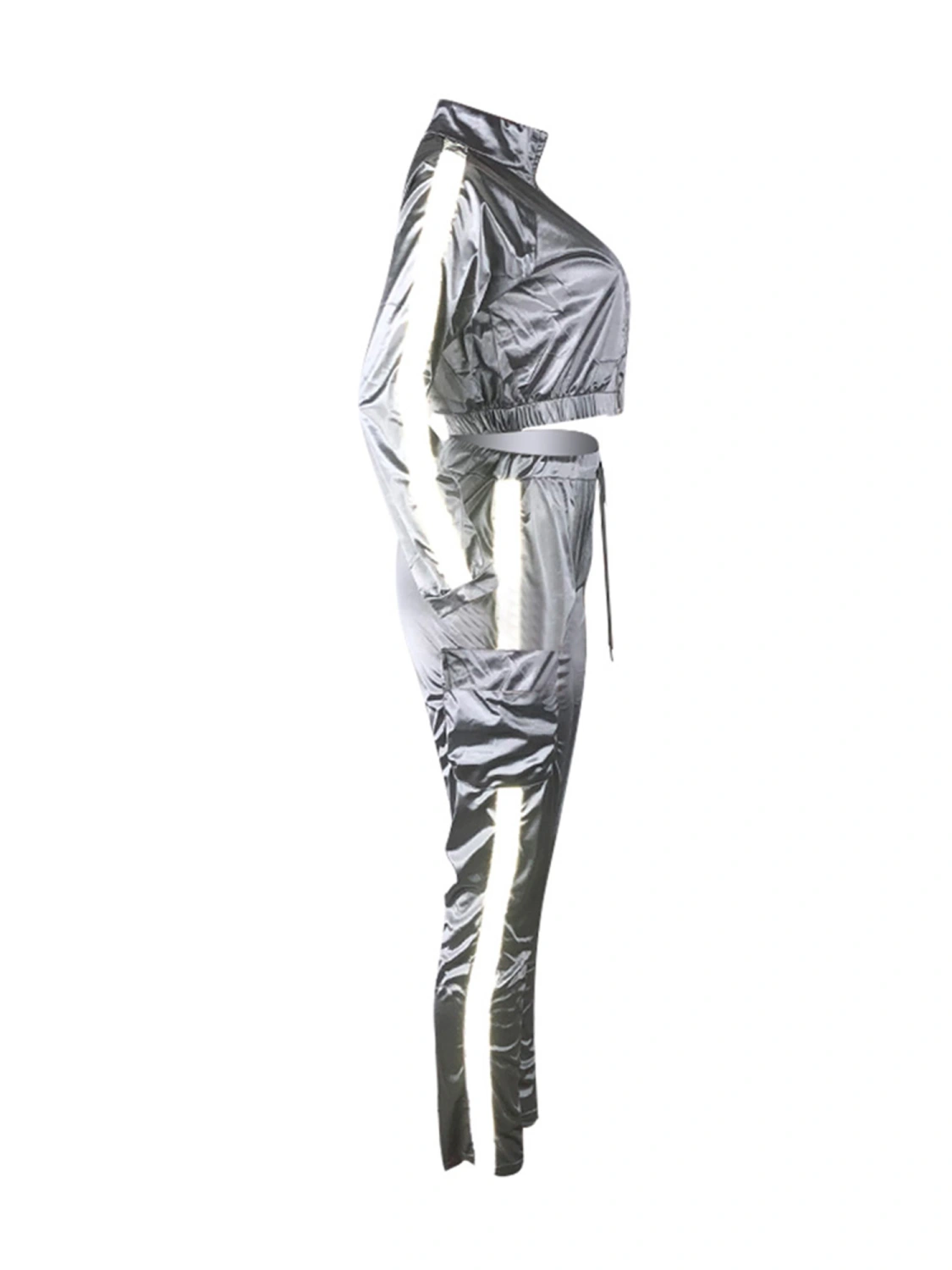 Women Outfits Suit Set Zipper Turn-Down Collar Jacket Pants Tracksuit