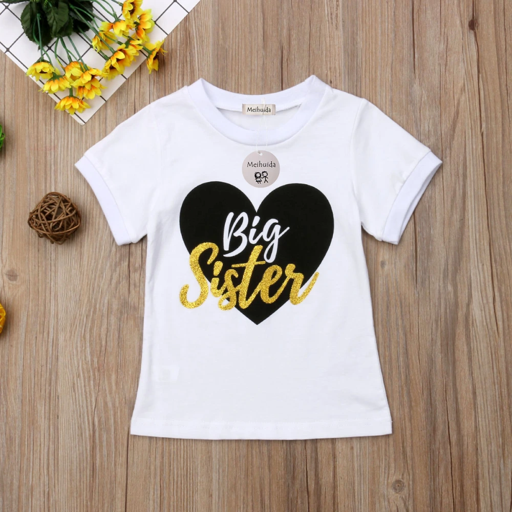 Newborn Baby Summer Clothes Sister Short Sleeve T-shirt Young Brother Romper