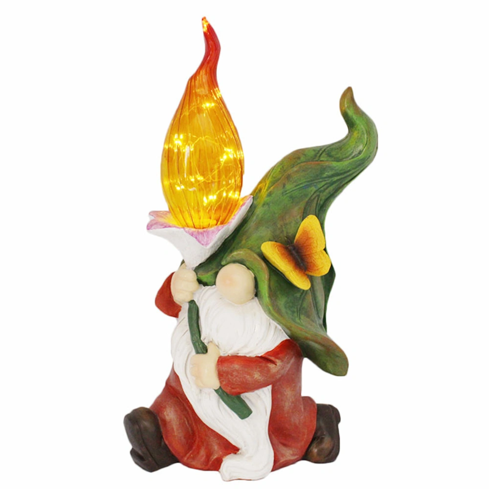 Garden Gnome Statue, Funny Resin Figurine with Sun Powered LED Light