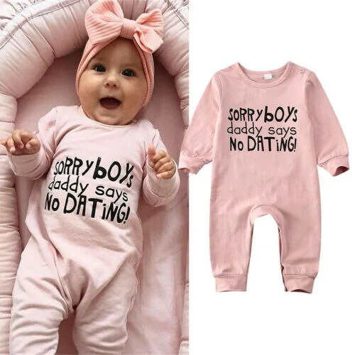 Baby Jumpsuit Skin-Friendly Letter Printing Full Sleeve Soft Romper