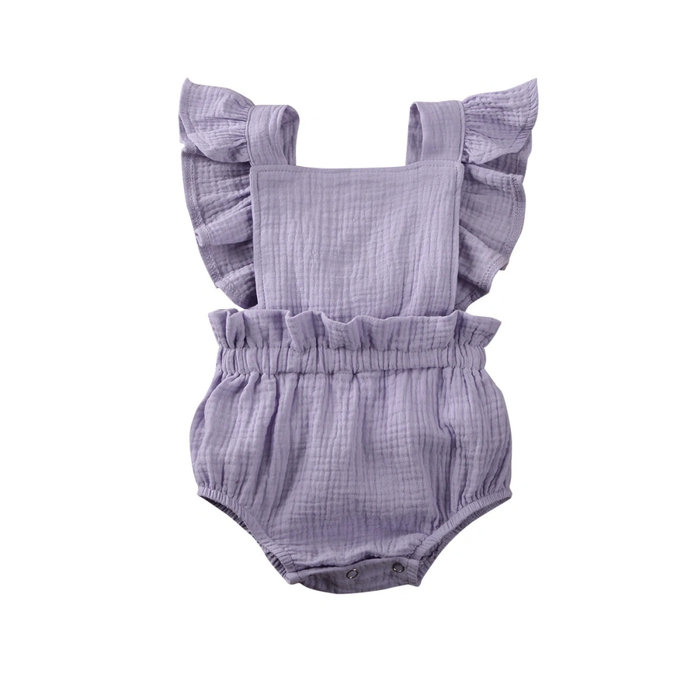 Baby Jumpsuit with Ruffle Trim Shoulder Length Breathable and Cool Romper