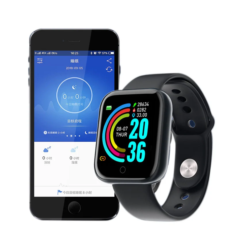 Y68 Sports Smart Watch Heart Rate Blood Pressure Oxygen Bracelet