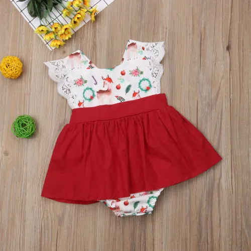 Newborn Summer Bodysuit, Sleeveless Dress-Like Deer Jumpsuit