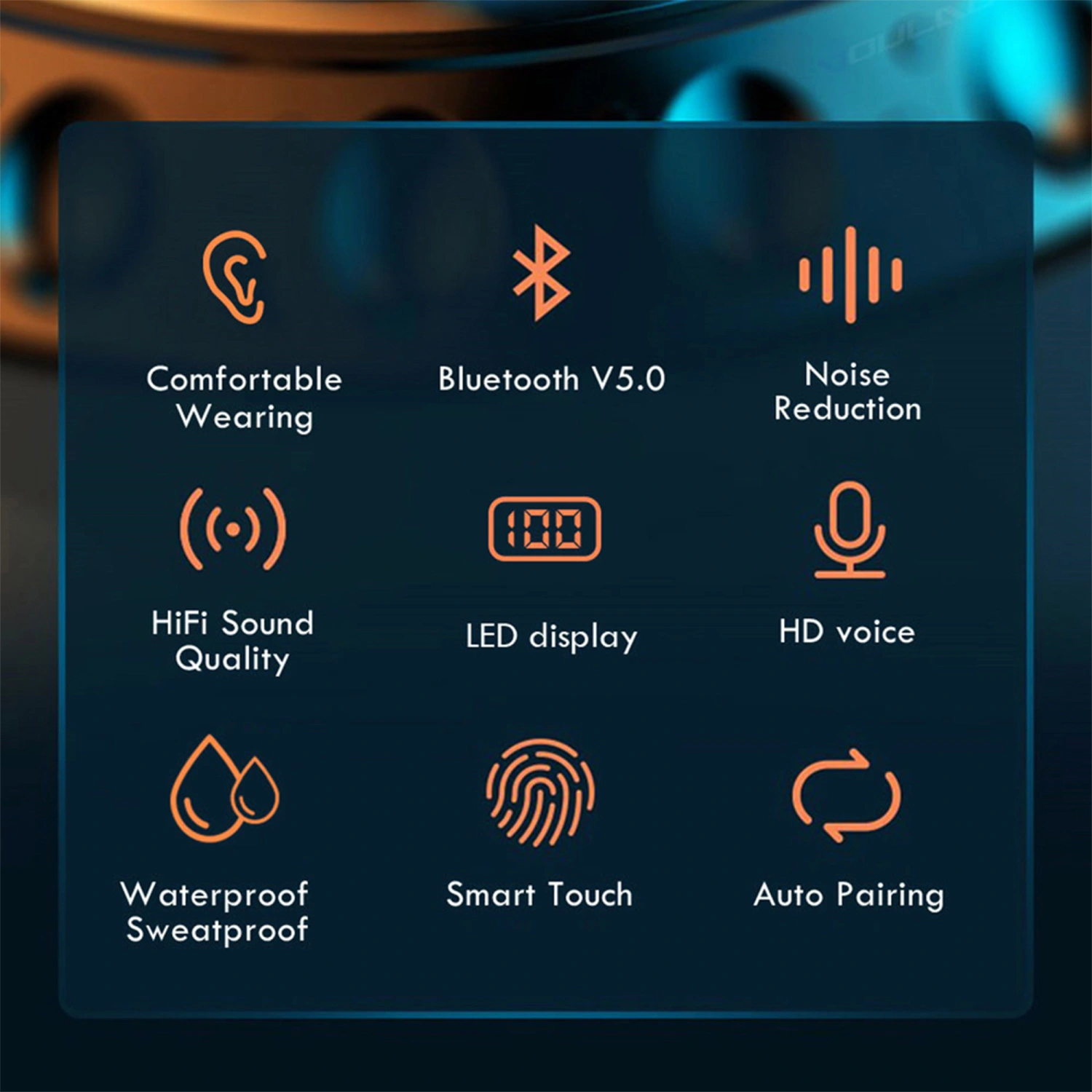 Wireless Bluetooth Headset LED Battery Display Magnetic Charging Compartment