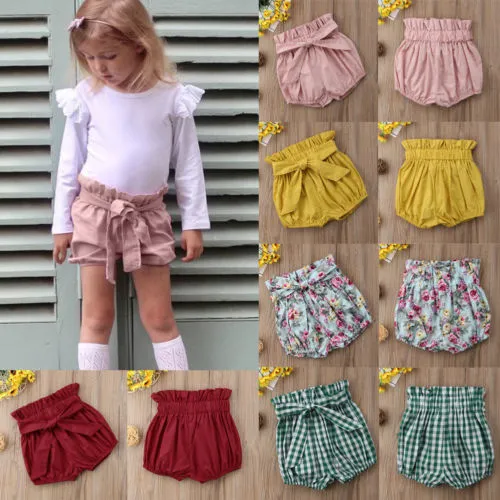 Girls Bowknot PP Shorts, Bloomers Pants, Loose Cute Bottoms