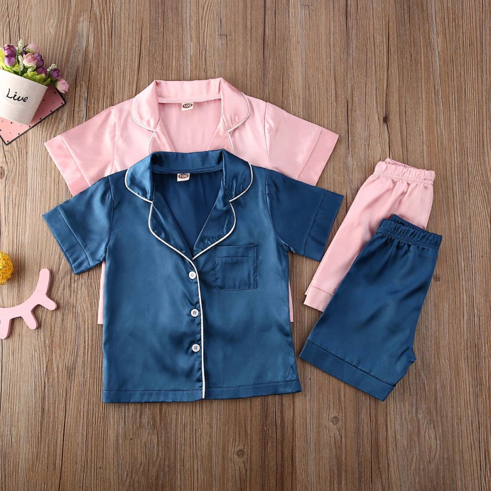 Baby Girls Boys Solid Color Short Sleeve Top Elastic Waist Pants Sets