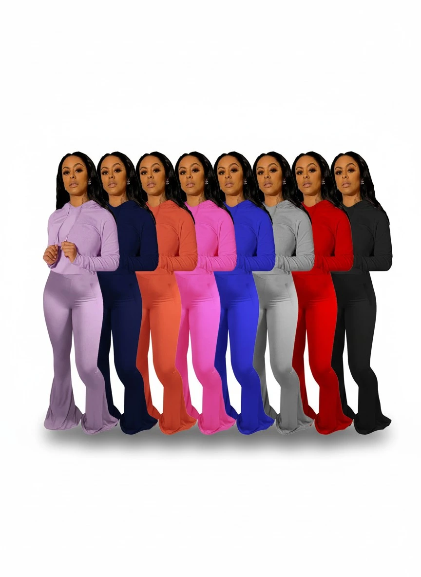 Women's Two Piece Set Hoodie Clothes Bell-Bottoms Trousers Sports Suit