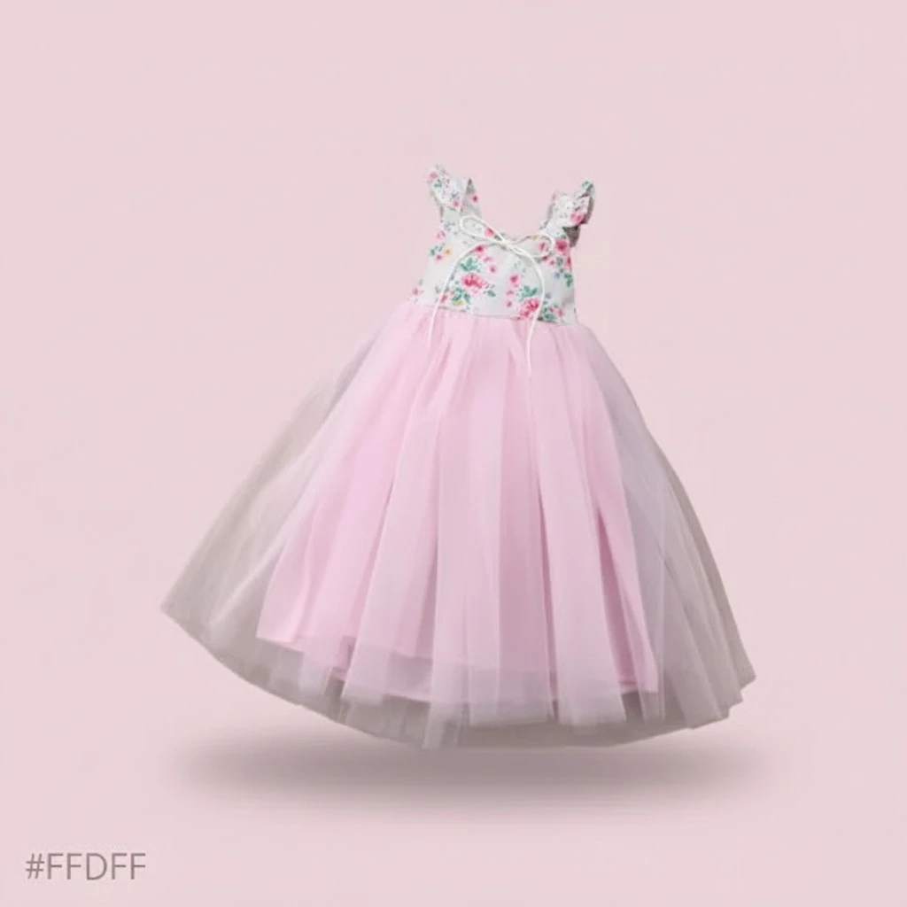 Girls Princess Dress, Wedding Bridesmaid Tutu Dress, Floral Pageant Dress