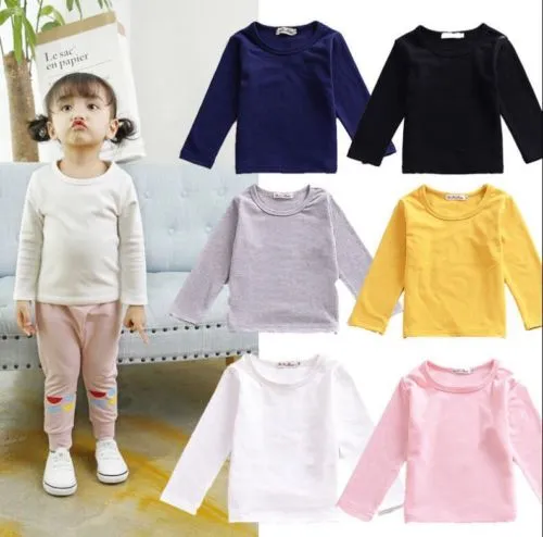 Toddler Baby Simple Top, Boys/Girls Solid Color Long Sleeve T-shirt