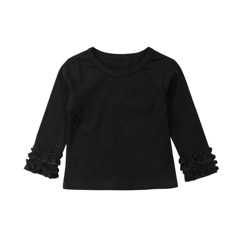 Toddler Baby Girl Long Sleeve T-shirt Crew Neck Cotton Ruffle Tops