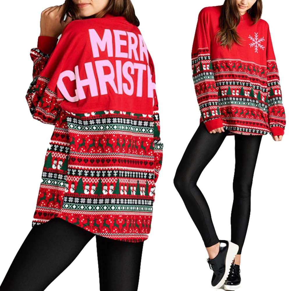 Women’s Christmas Sweatshirts, Long Sleeve Loose Cartoon Pullover