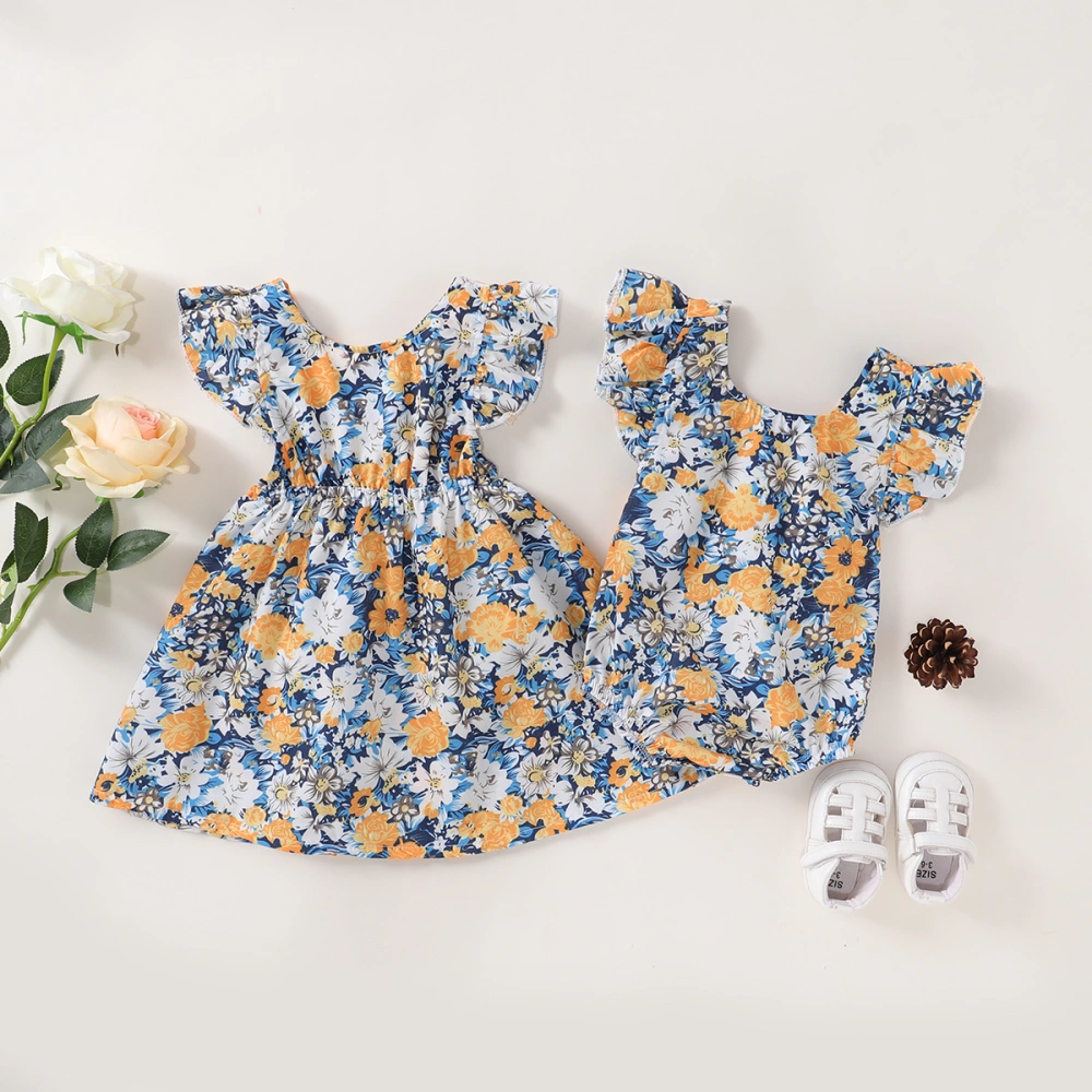 Baby Girls Sleeveless Romper/Dress Floral Backless Ruffle Jumpsuit/Sundress