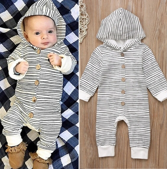 0-24 Months Toddles Elastic Slim Fit Hooded Romper with Buttons