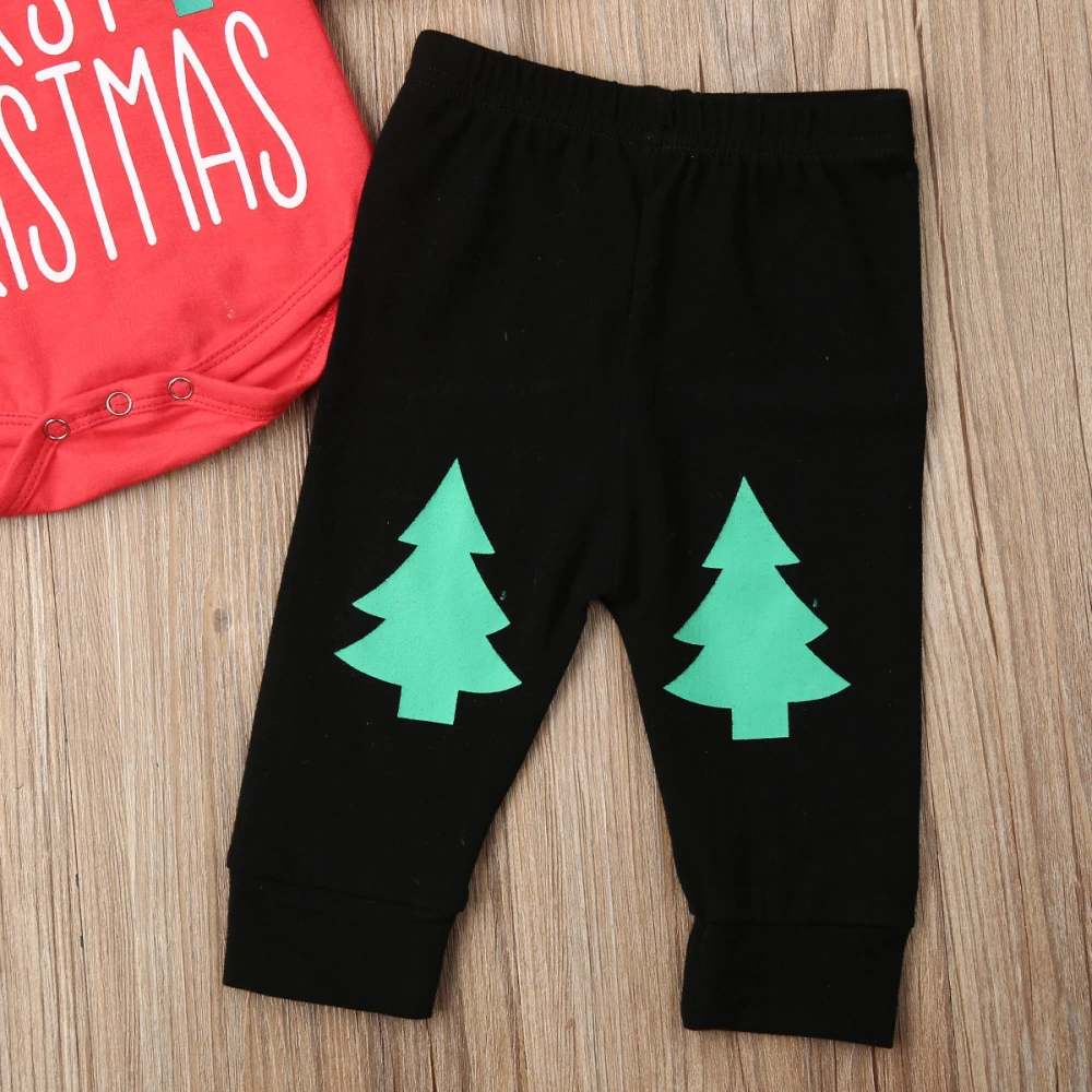 Baby's My First Christmas Long Sleeve Romper with Printed Long Pants