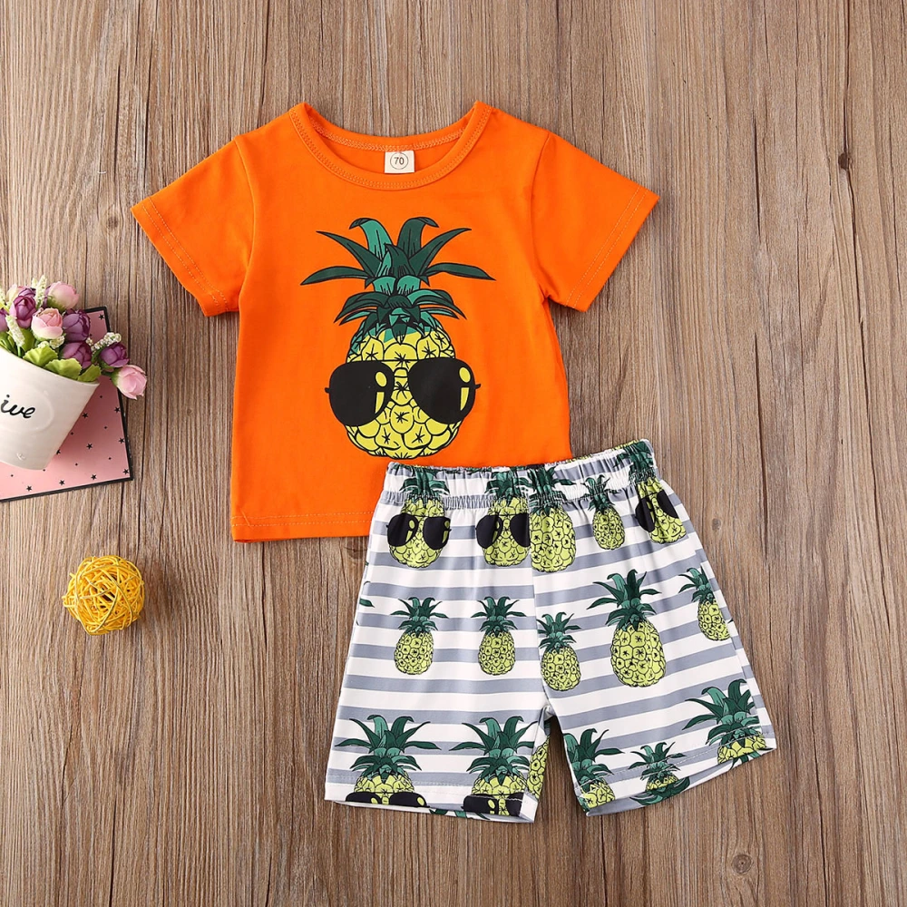 Toddler Baby Summer Outfit Short-Sleeve Pineapple Print T-Shirt Stripe Shorts