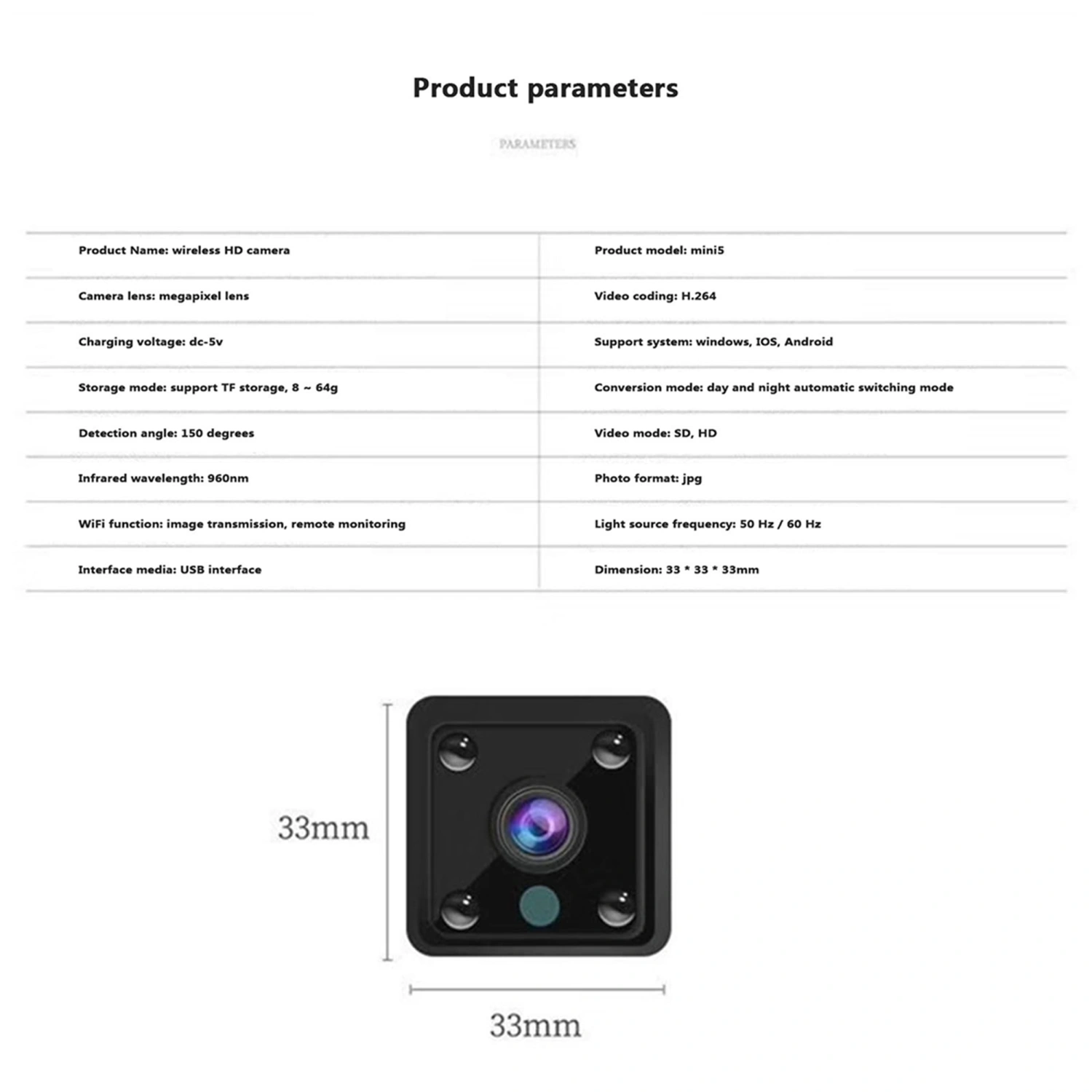 WIFI Mobile Phone Remote HD Video Recorder, Security Smart Camera
