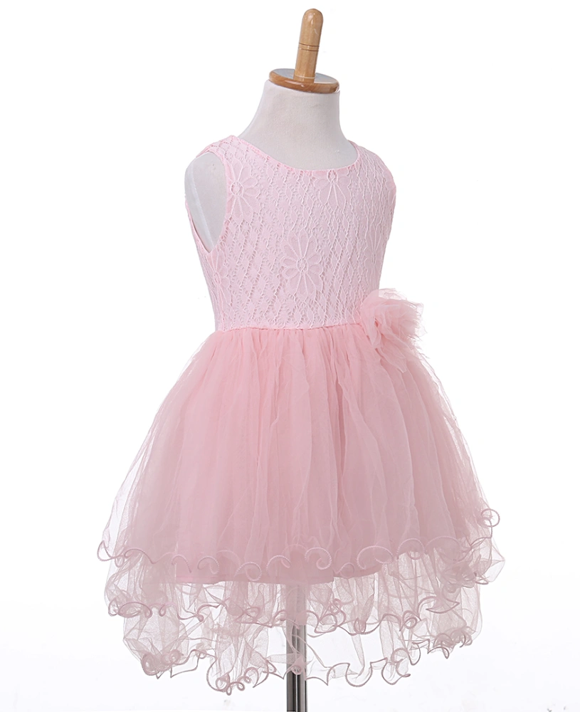 Kids Girl Gown Lace Dresses Solid Color Flower Party Formal Dresses