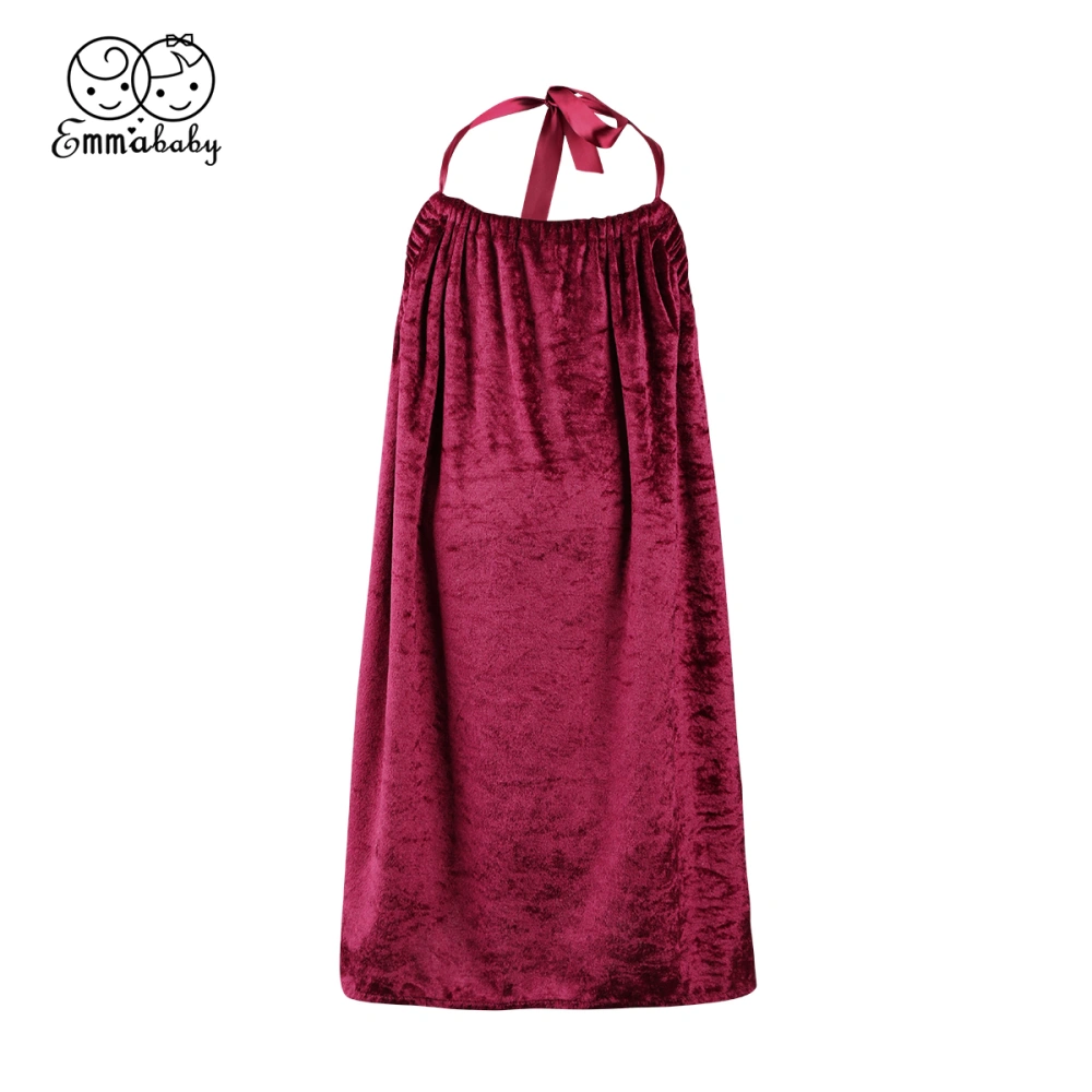 Little Girls Summer Dress, Halter Solid Color Backless Sweet Loose Dress