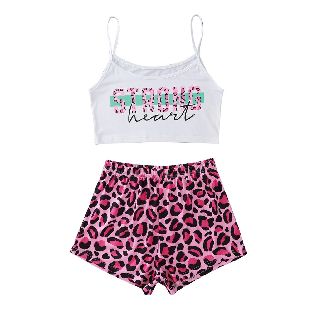 Women’s Letter Pattern Camisole/Short Sleeve Top and Print Shorts