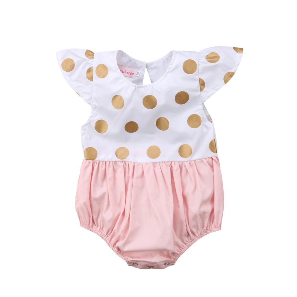 Toddler Baby Girls Summer Romper, Fly Sleeve Dot Triangle Bodysuit