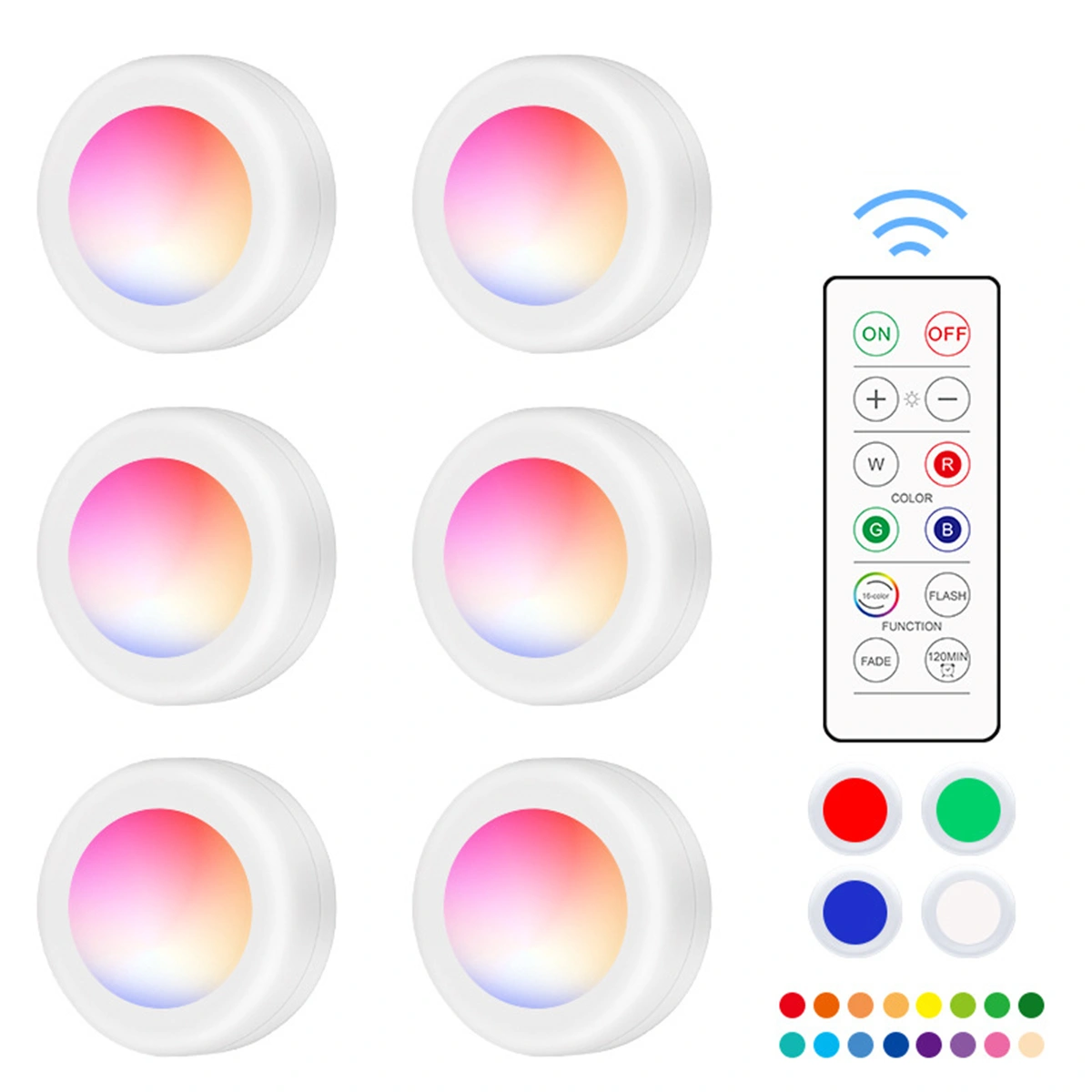 LED Lighting Remote Control 16 Color RGB Closet Lights Night Light