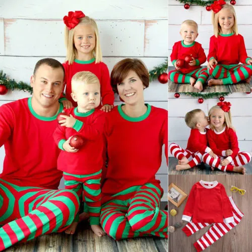 Family Jammies, Holiday Matching Pajamas Set, Striped Long Sleeve Top Long Pants