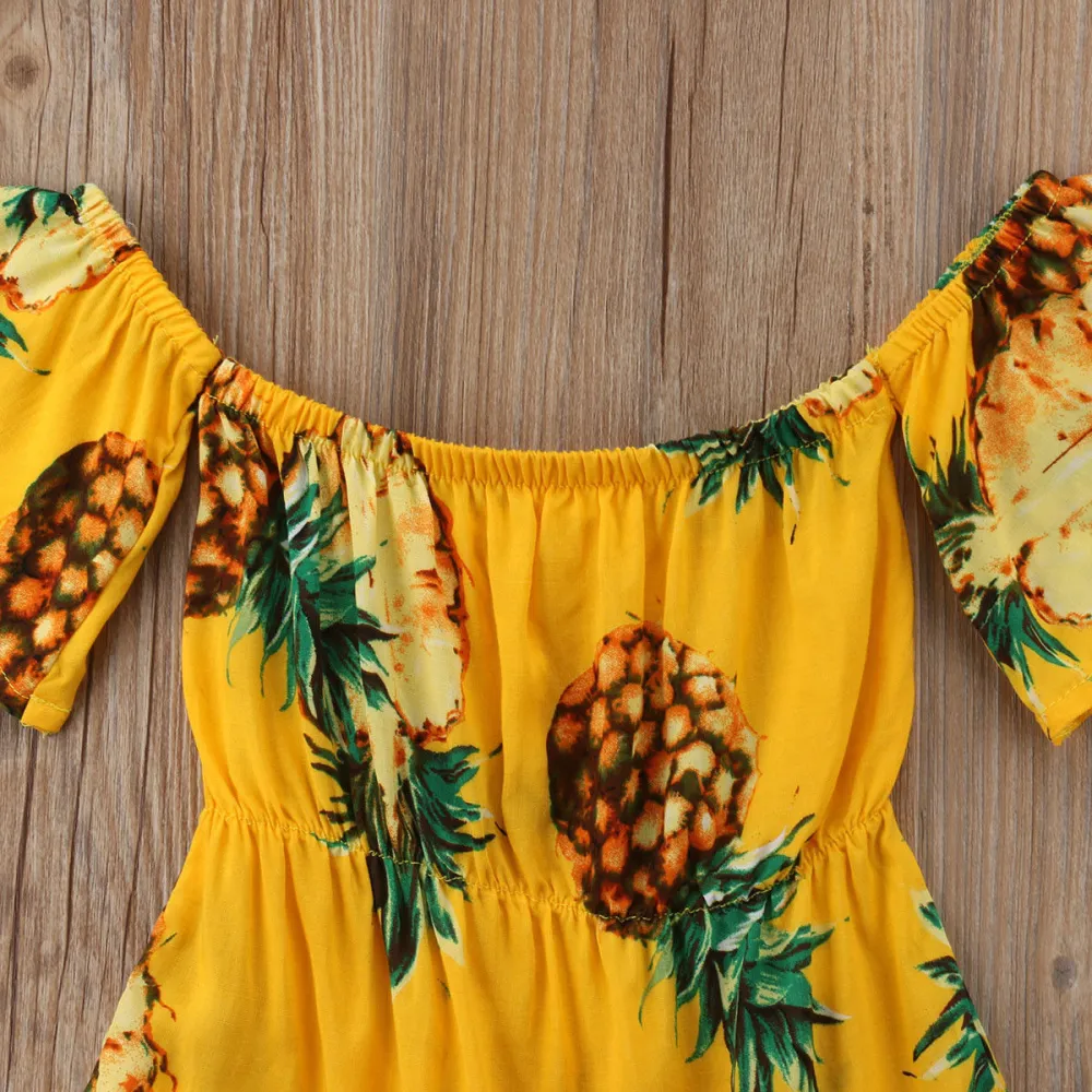 Newborn Baby Girls Romper, Off Shoulder Pineapple Printed Jumpsuit