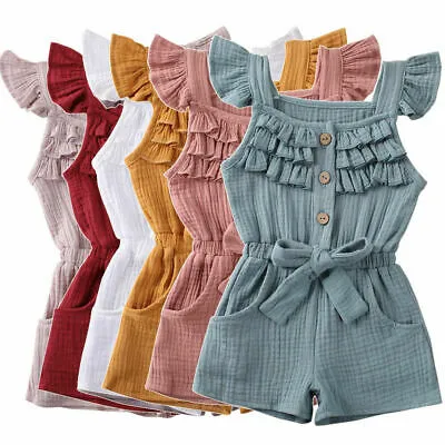 Kids Girls Square Neck Bodysuit, Ruffled Sleeve Slender Waist Romper