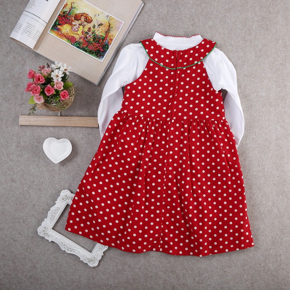 Baby Girl Clothes Set, Solid Long Sleeve Top+Christmas Cartoon Print Dress