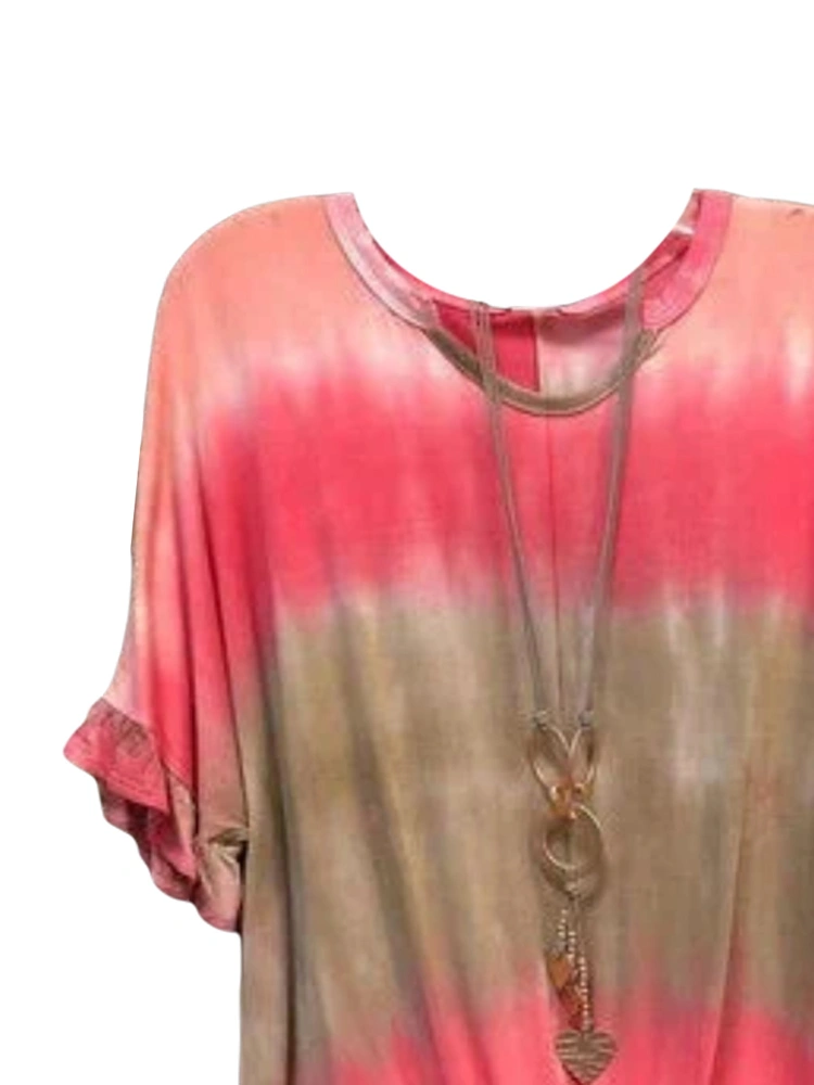 Women's Short Sleeve T-Shirt, Tie Dye O-Neck Loose Street Style Tops