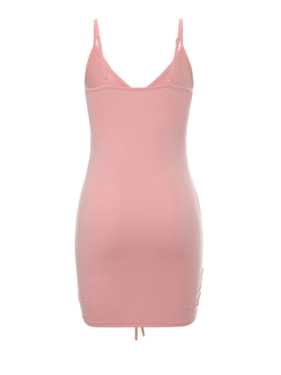 Women’s Solid Color Backless Drawstring Suspender Skinny Short Dress