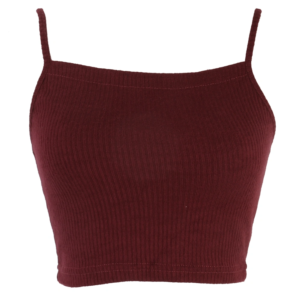 Women Sexy Knitted Vest, Sleeveless Crop Tops, Solid Color Camisole