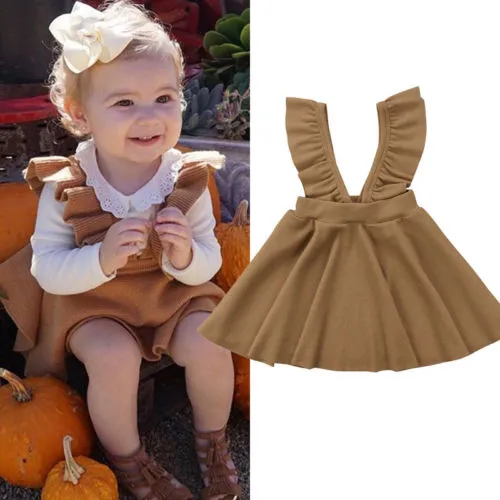 Baby Girls Ruffles Skirts Princess Sleeveless A-Line Dress Overalls