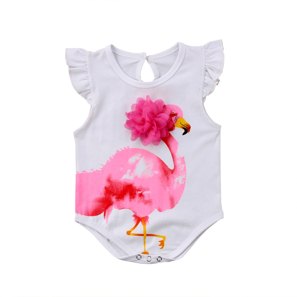 Girl's Flamingos One-piece Romper, Sleeveless Triangle Crotch Bodysuit