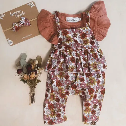 Infant Baby Girl Romper Floral Print Sleeveless Ruffles Jumpsuit