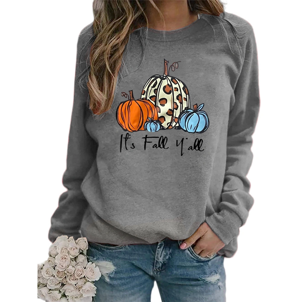 Women’s Pumpkin Printing Halloween Sweater, Autumn and Winter Jumper