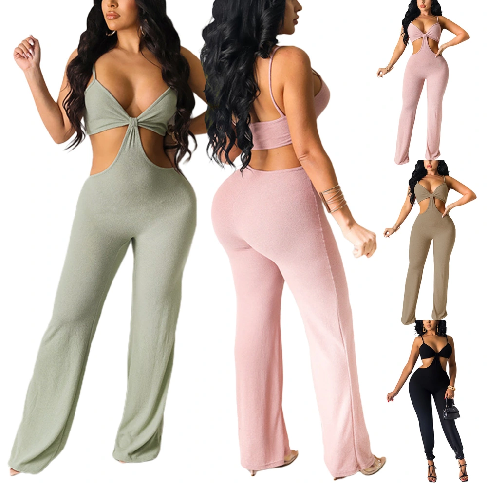 Women Sexy Jumpsuit, Solid Color Deep V-neck Sleeveless One-piece