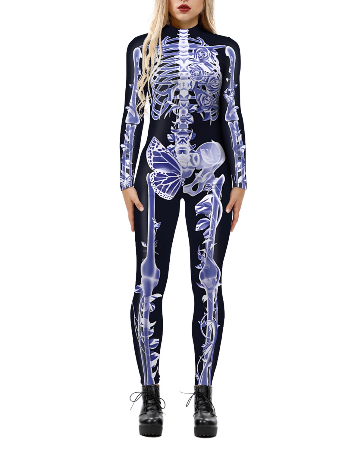 Women's 3D Printed Skeleton Jumpsuit for Masquerade, Halloween Parties