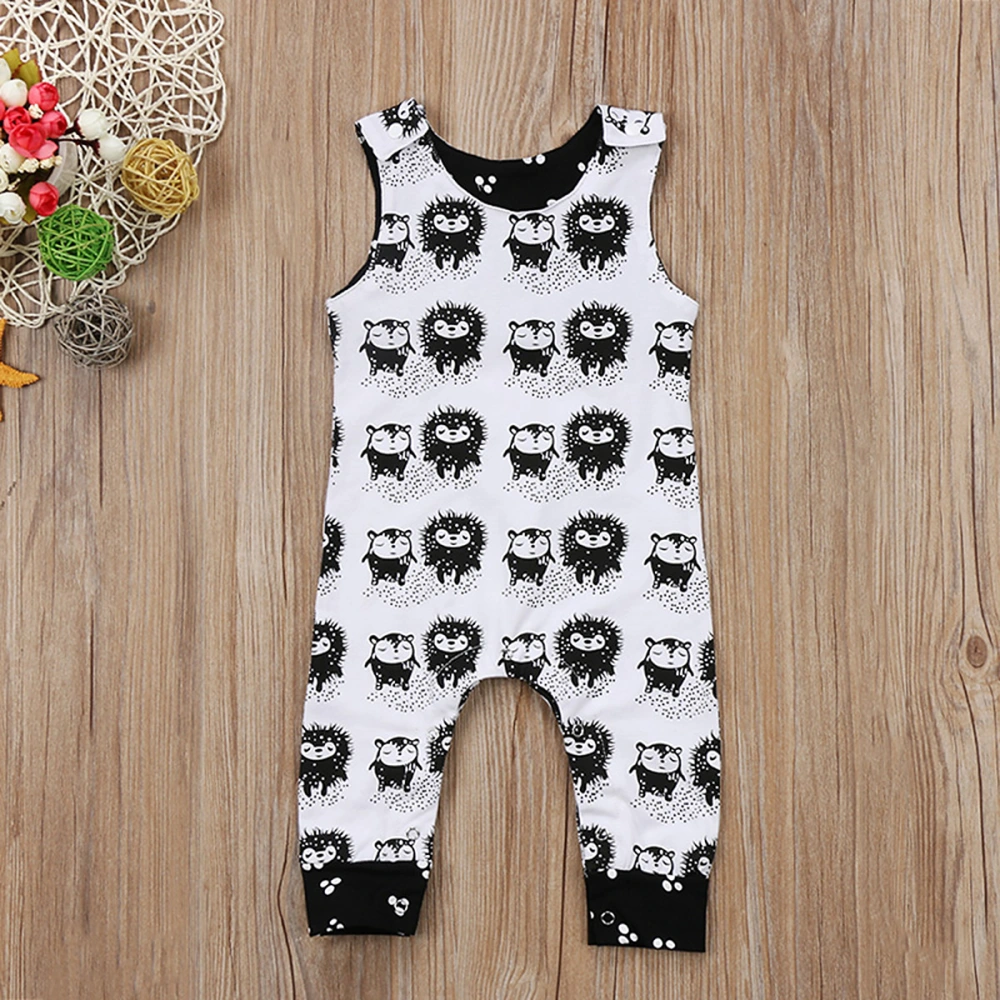 Newborn Boys Girls Summer Romper, Cartoon Hedgehog Sleeveless Bodysuit